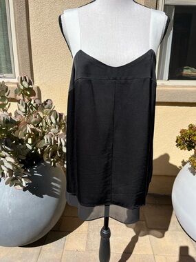 Banana Republic Black Satin top with sheer under layers and wide satin straps